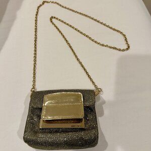 Jimmy Choo Minaudière Gold/Silver Crossbody Bag With Chain-Link Shoulder Strap